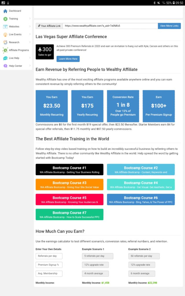 Wealthy affiliate affiliate program image